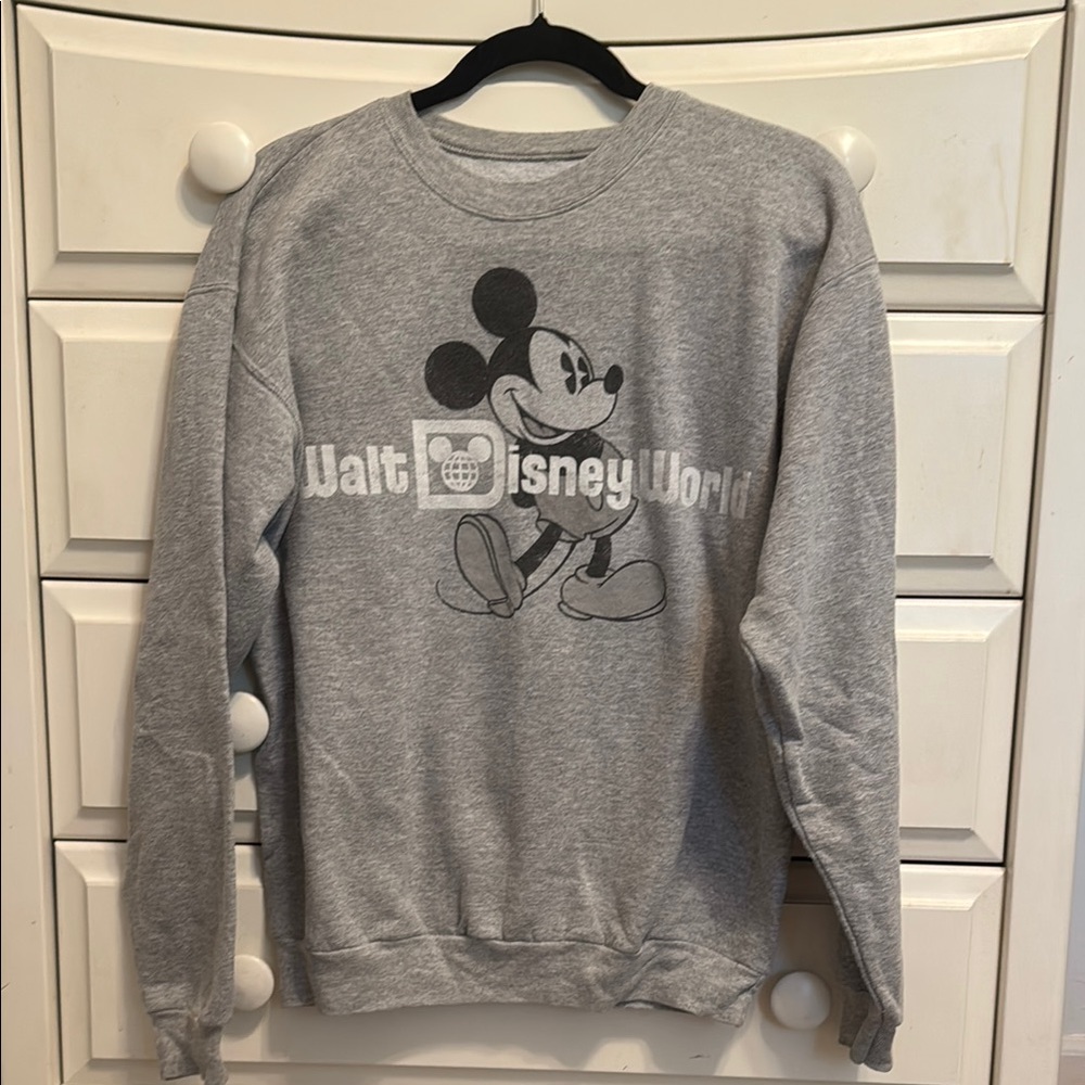 Disney Gray Crewneck Sweater with Mickey Mouse